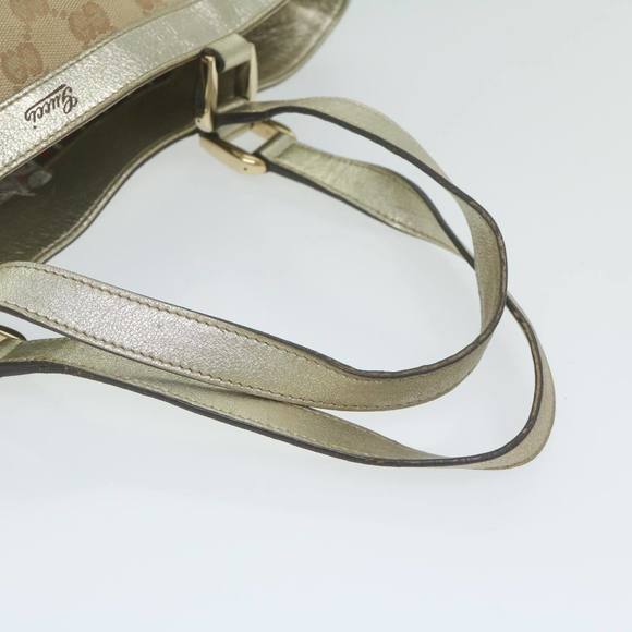GUCCI GG Canvas Hand Bag Beige Gold Tone 170004 Auth ep2669 - Picture 7 of 16